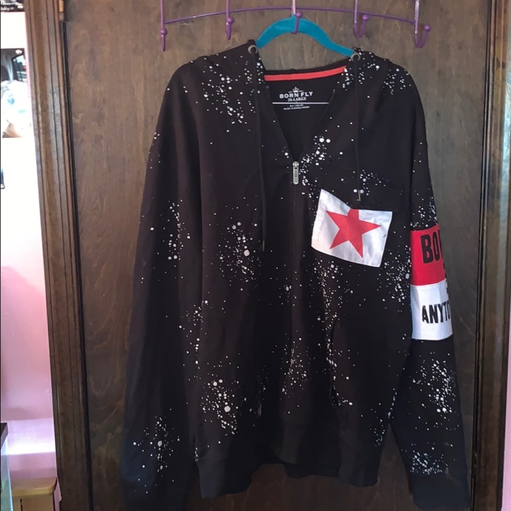 Black paint splattered hoodie